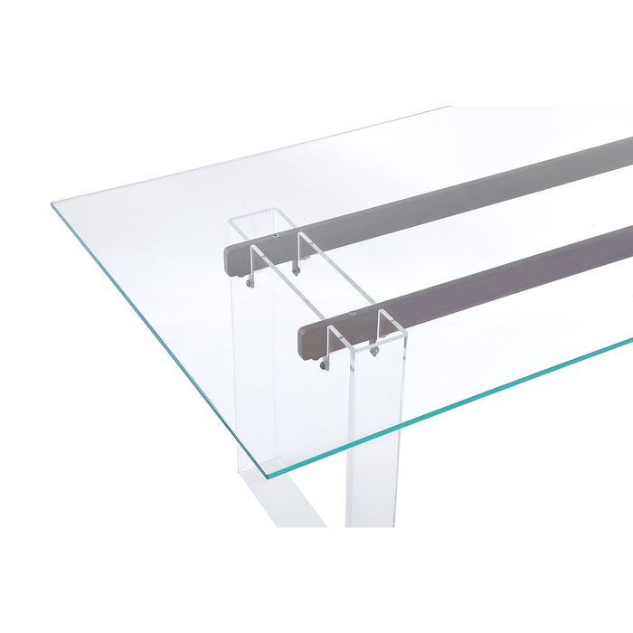 Modus Moorea Double Pedestal Rectangular Dining Table in Clear Acrylic, Glass and Bronze MetalImage 2
