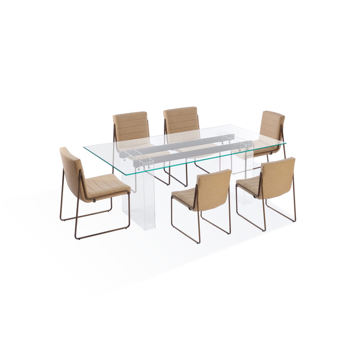 Modus Moorea Double Pedestal Rectangular Dining Table in Clear Acrylic, Glass and Bronze MetalImage 3