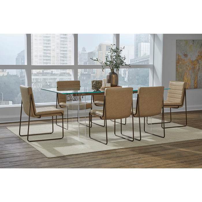 Modus Furniture Moorea Double Pedestal Rectangular Dining Table in Clear Acrylic, Glass and Bronze Metal 655450422959 PWSR60 Image 4