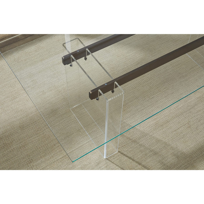 Modus Furniture Moorea Double Pedestal Rectangular Dining Table in Clear Acrylic, Glass and Bronze Metal 655450422959 PWSR60 Image 5