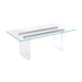 Modus Moorea Double Pedestal Rectangular Dining Table in Clear Acrylic, Glass and Bronze MetalMain Image