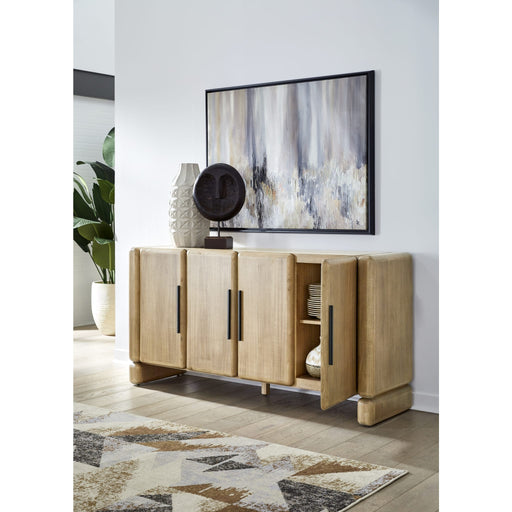 Modus Furniture Nia Four Door Acacia Wood Sideboard in Lioness 655450480041 UHXW78 Image 1