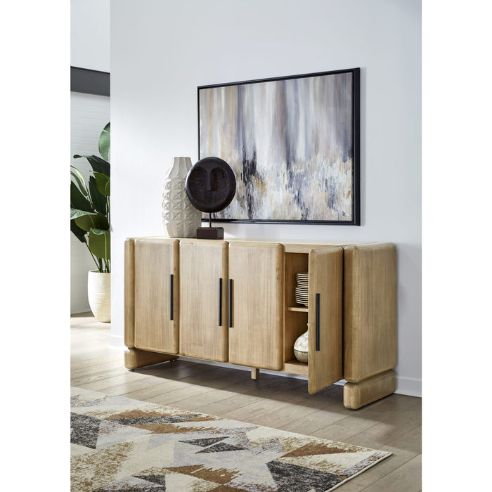 Modus Furniture Nia Four Door Acacia Wood Sideboard in Lioness 655450480041 UHXW78 Image 1