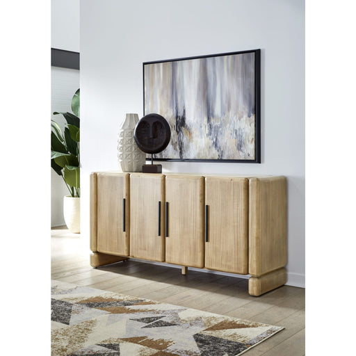 Modus Furniture Nia Four Door Acacia Wood Sideboard in Lioness 655450480041 UHXW78 Main Image