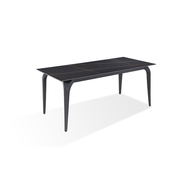Modus Nicoya Stone Top Rectangular Dining Table in Black Stone and Black MetalImage 1