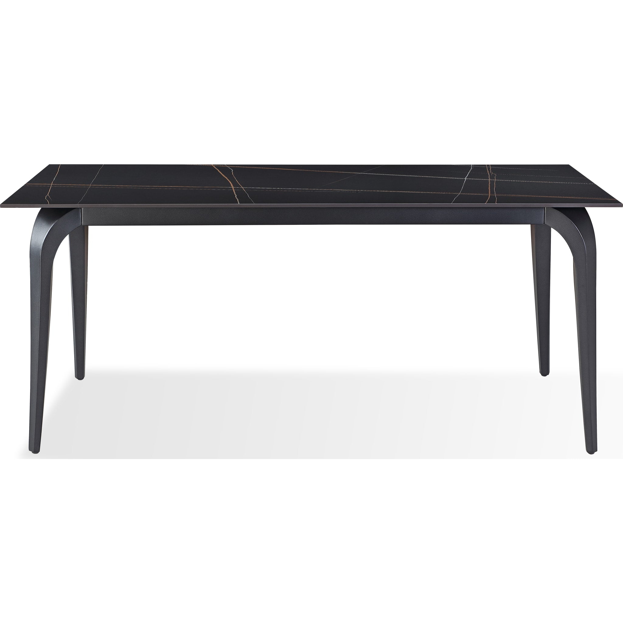 Nicoya Stone Top Rectangular Dining Table in Black Stone and Black Metal — Premium Decor SD