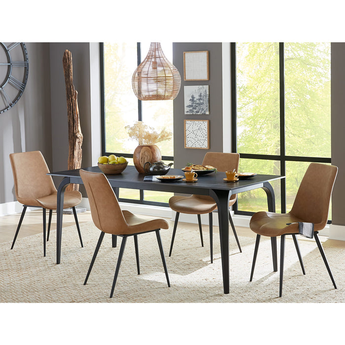 Modus Furniture Nicoya Stone Top Rectangular Dining Table in Black Stone and Black Metal 655450372841 LJLF60 Image 3