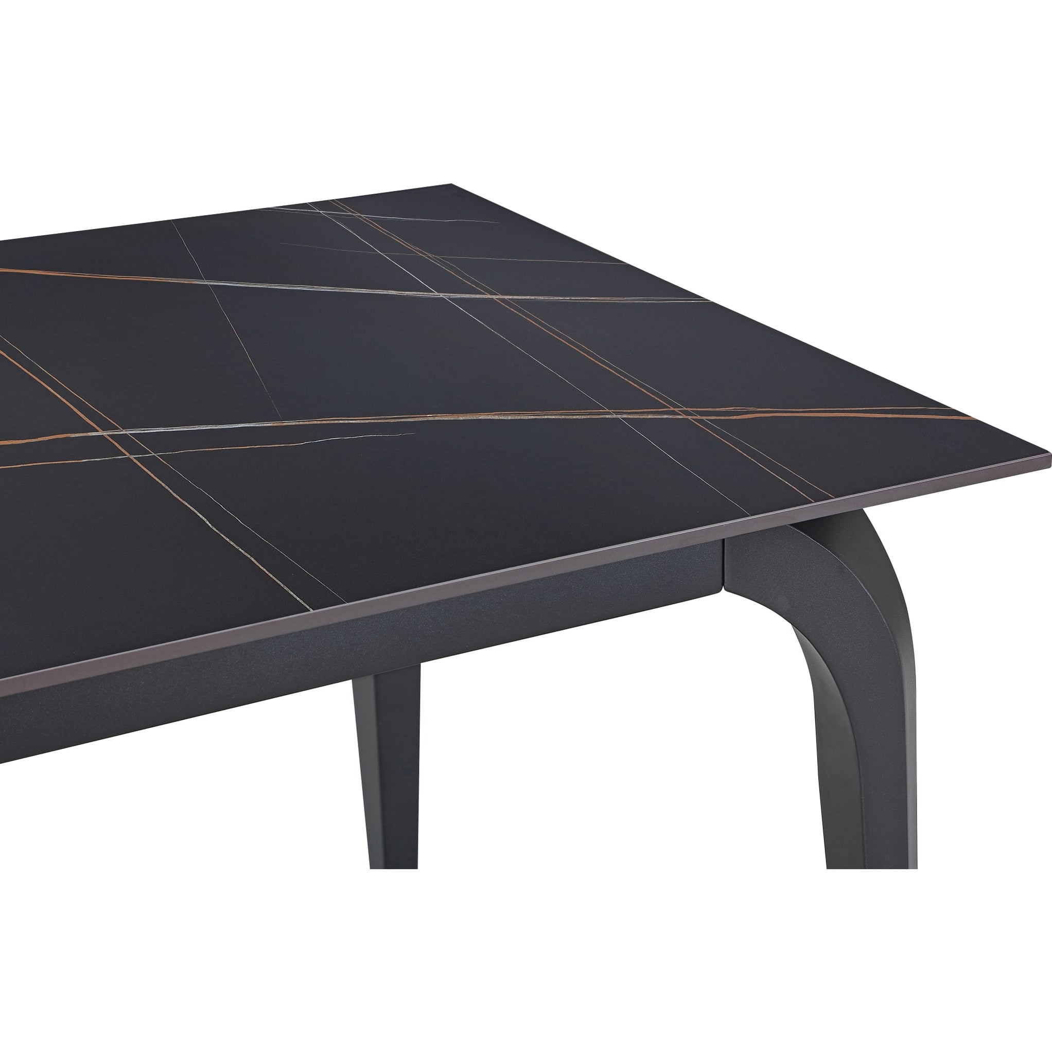 Nicoya Stone Top Rectangular Dining Table in Black Stone and Black ...