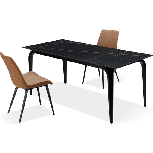 Modus Furniture Nicoya Stone Top Rectangular Dining Table in Black Stone and Black Metal 655450372841 LJLF60 Image 7