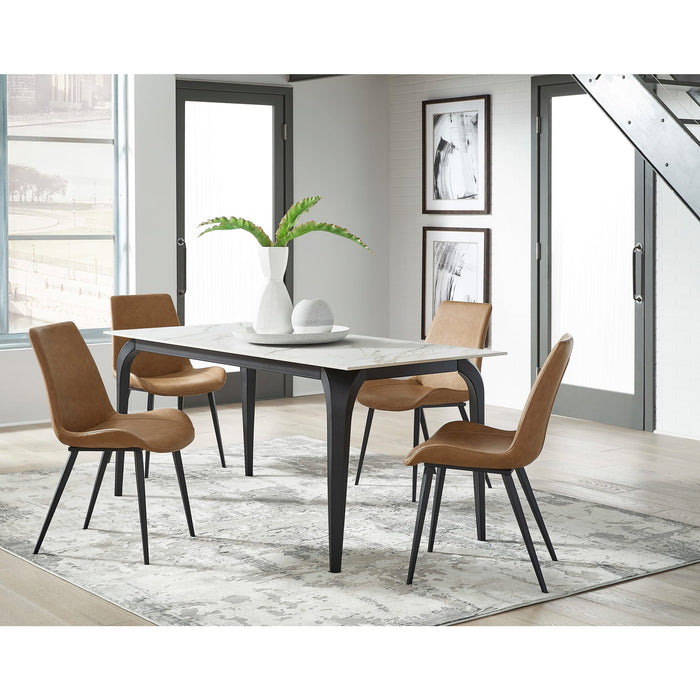 Modus Furniture Nicoya Stone Top Rectangular Dining Table in Pumpkin Spice Stone and Black Metal 655450402616 LJPM60 Image 1