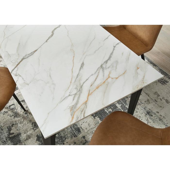 Modus Furniture Nicoya Stone Top Rectangular Dining Table in Pumpkin Spice Stone and Black Metal 655450402616 LJPM60 Image 2