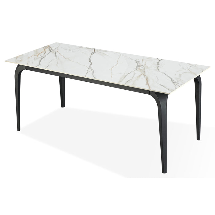 Modus Nicoya Stone Top Rectangular Dining Table in Pumpkin Spice Stone and Black Metal Image 3