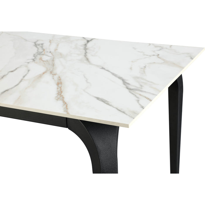Modus Furniture Nicoya Stone Top Rectangular Dining Table in Pumpkin Spice Stone and Black Metal 655450402616 LJPM60 Image 5