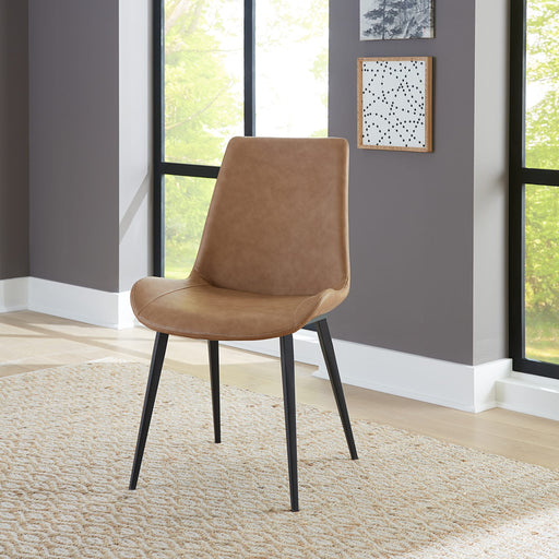 Modus Furniture Nicoya Upholstered Dining Chair in Buckskin Synthetic Leather and Black 655450372872 LJLF63 Main Image