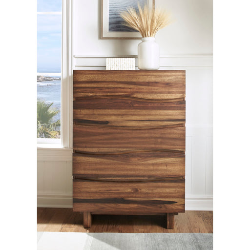 Modus Ocean Five Drawer Solid Wood Chest in Natural SengonMain Image