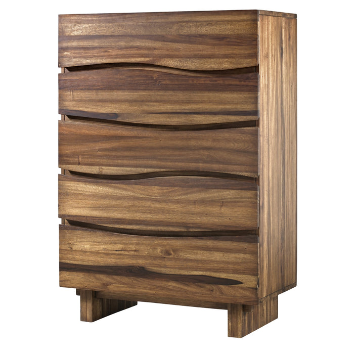 Modus Ocean Five Drawer Solid Wood Chest in Natural Sengon (2024) Image 3