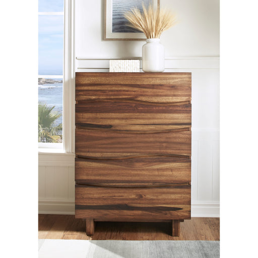 Modus Furniture Ocean Five Drawer Solid Wood Chest in Natural Sengon (2024) 655450431784 8C7984A Main Image