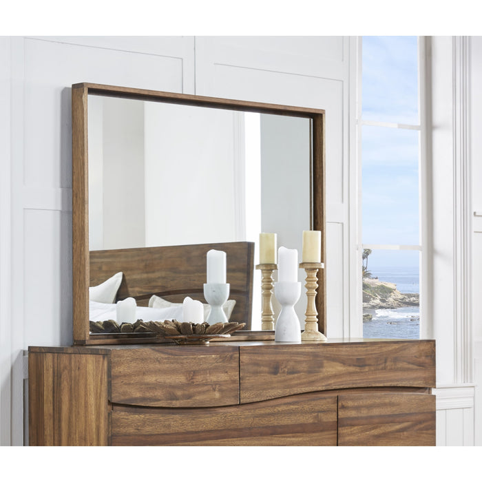 Modus Furniture Ocean Solid Wood Floating Glass Mirror in Natural Sengon 655450164552 8C7983 Main Image