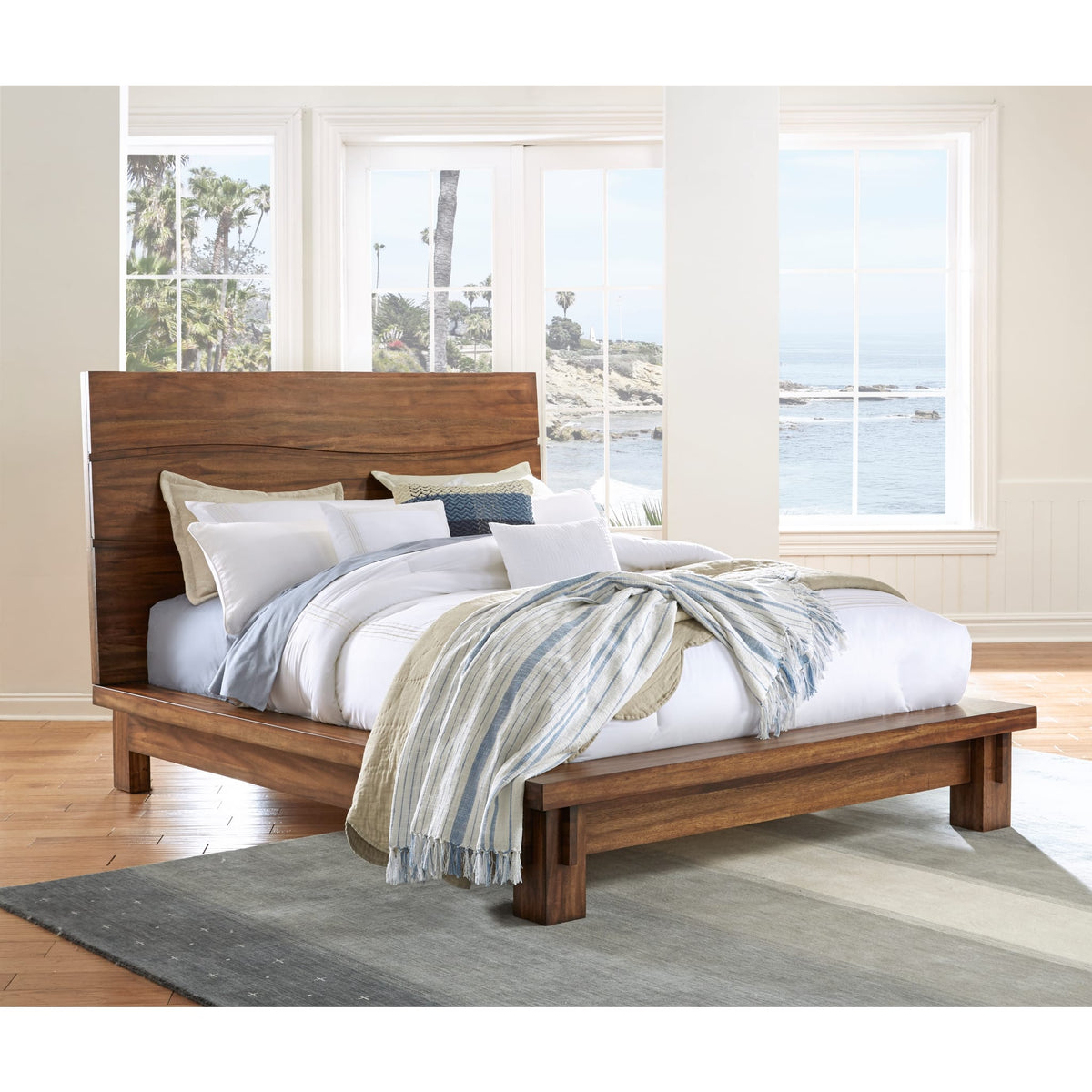 Ocean Solid Wood Platform Bed in Natural Sengon — Modus Furniture