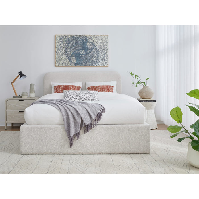 Modus Furniture Off White Upholstered Platform Bed in Ricotta Boucle  MQMYH  Image 1