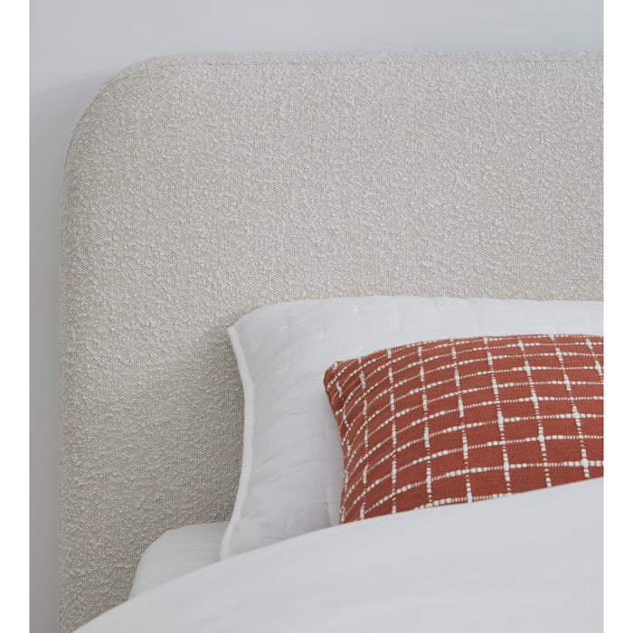 Modus Furniture Off White Upholstered Platform Bed in Ricotta Boucle  MQMYH  Image 3