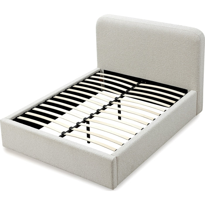 Modus Furniture Off White Upholstered Platform Bed in Ricotta Boucle  MQMYH  Image 7