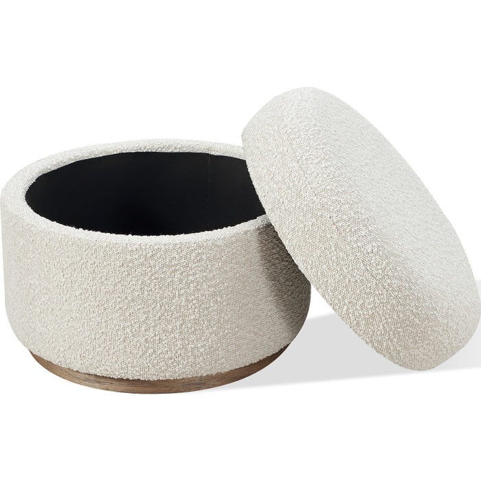 Modus Furniture Off White Upholstered Storage Ottoman in Ricotta Boucle 655450518799 MQMY93 Image 2