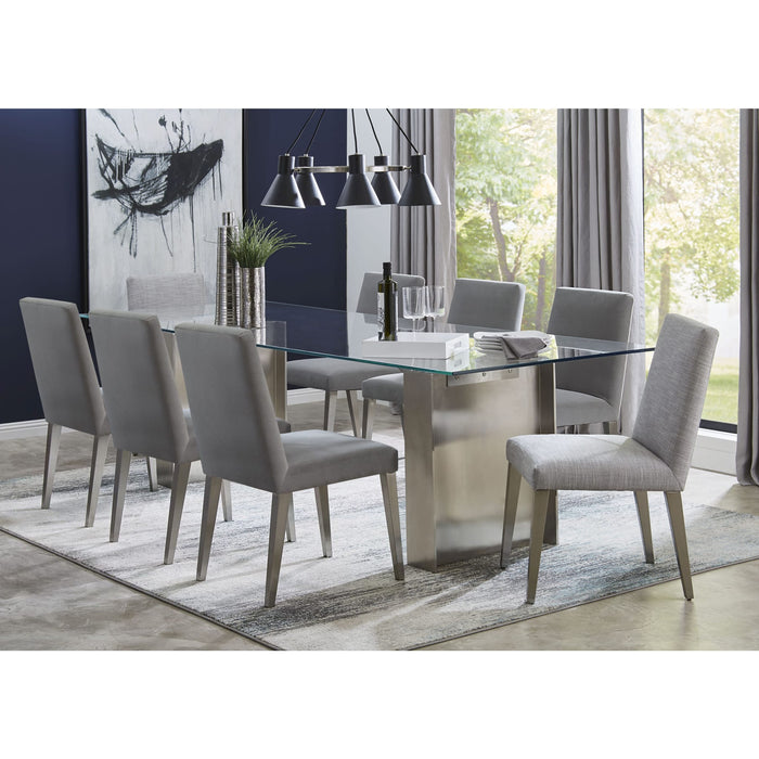 Modus Omnia 104 inch Rectangular Dining Table Ultra Clear Glass and brushed Stainless Steel Image 2