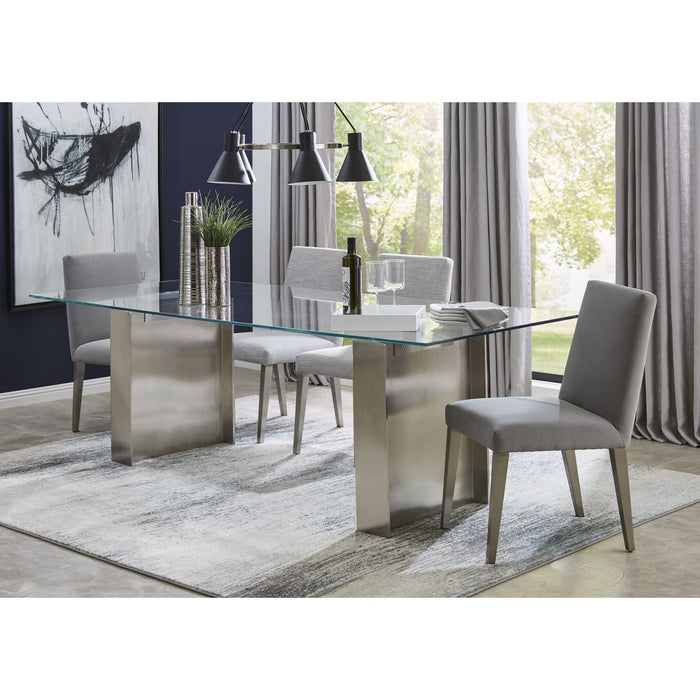 Modus Omnia 84 inch Rectangular Dining Table Ultra Clear Glass and brushed Stainless SteelImage 1
