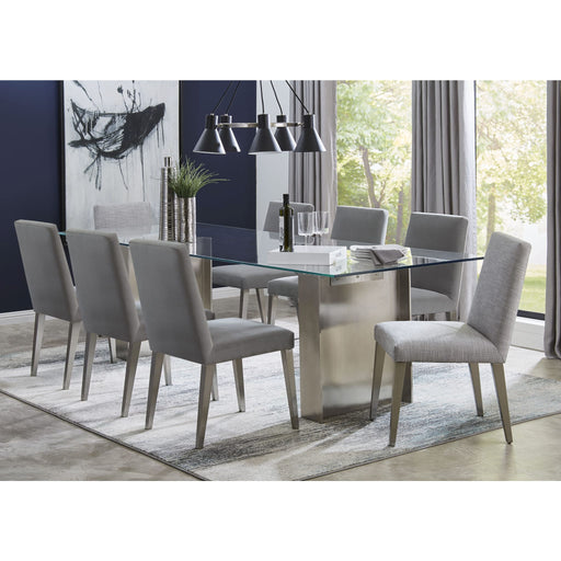 Modus Omnia Dining Chair in Silver Linen and Brushed Stainless Steel Image 1