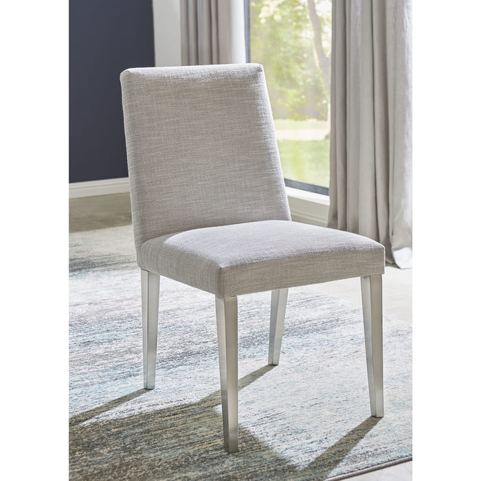 Modus Omnia Dining Chair in Silver Linen and Brushed Stainless SteelMain Image
