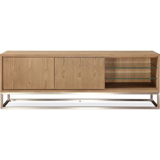 Modus Furniture One Coastal Modern 74 inch TV Console in Brushed Stainless Steel and Bisque 655450404719 JVLH263 Image 1