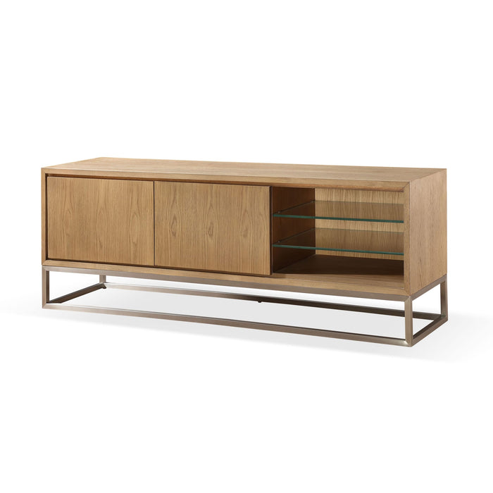 Modus One Coastal Modern 74 inch TV Console in Brushed Stainless Steel and Bisque Image 2