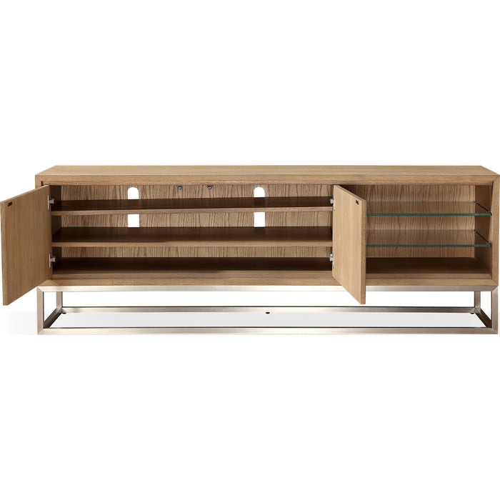 Modus Furniture One Coastal Modern 74 inch TV Console in Brushed Stainless Steel and Bisque 655450404719 JVLH263 Image 3