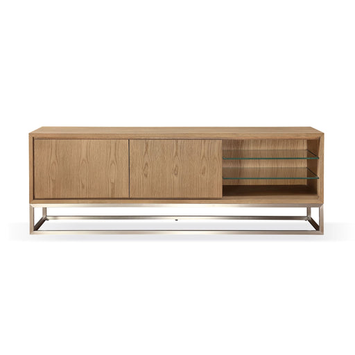 Modus One Coastal Modern 74 inch TV Console in Brushed Stainless Steel and Bisque Main Image