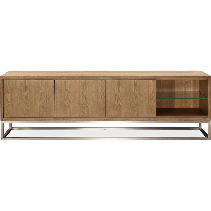 Modus Furniture One Coastal Modern 84 inch TV Console in Brushed Stainless Steel and Bisque 655450404726 JVLH263L Image 1