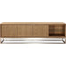 Modus Furniture One Coastal Modern 84 inch TV Console in Brushed Stainless Steel and Bisque 655450404726 JVLH263L Image 1