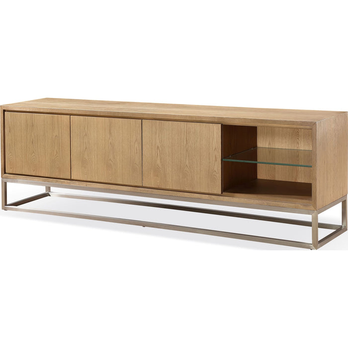 Modus Furniture One Coastal Modern 84 inch TV Console in Brushed Stainless Steel and Bisque 655450404726 JVLH263L Image 2