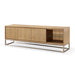 Modus One Coastal Modern 84 inch TV Console in Brushed Stainless Steel and Bisque Image 2