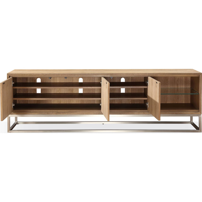 Modus Furniture One Coastal Modern 84 inch TV Console in Brushed Stainless Steel and Bisque 655450404726 JVLH263L Image 3
