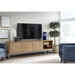 Modus Furniture One Coastal Modern 84 inch TV Console in Brushed Stainless Steel and Bisque 655450404726 JVLH263L Main Image