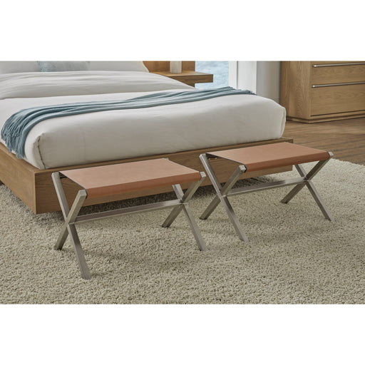 Modus Furniture One Coastal Modern Director s Stool in Stainless Steel and Leather 655450404313 JVHH88B Image 1
