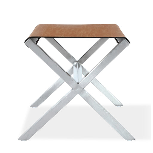Modus One Coastal Modern Director's Stool in Stainless Steel and Leather Main Image