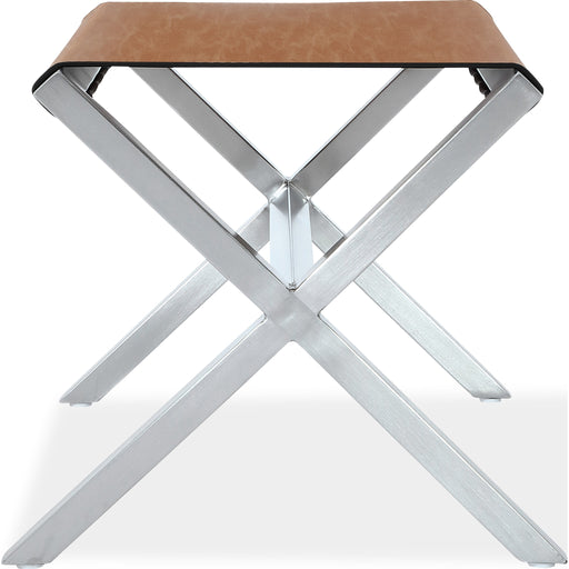 Modus Furniture One Coastal Modern Director s Stool in Stainless Steel and Leather 655450404313 JVHH88B Main Image