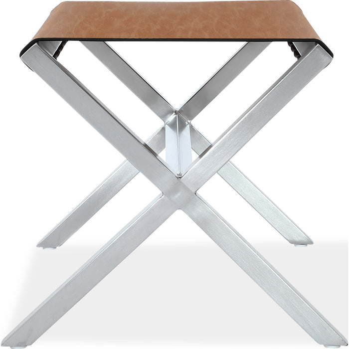 Modus Furniture One Coastal Modern Director s Stool in Stainless Steel and Leather 655450404313 JVHH88B Main Image