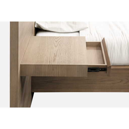Modus One Coastal Modern Live Edge Wall Bed with Floating Nightstands in BisqueImage 1