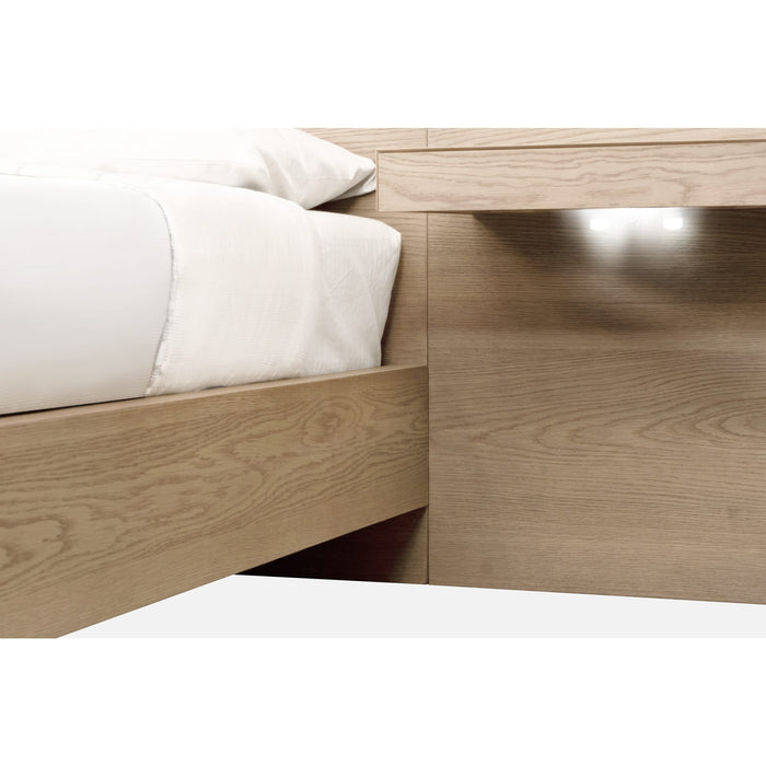 Modus One Coastal Modern Live Edge Wall Bed with Floating Nightstands in Bisque Image 7