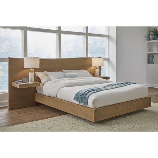 Modus Furniture One Coastal Modern Live Edge Wall Bed with Floating Nightstands in Bisque  JVLHJ  Main Image
