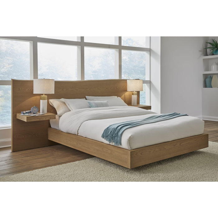 Modus Furniture One Coastal Modern Live Edge Wall Bed with Floating Nightstands in Bisque  JVLHJ  Main Image