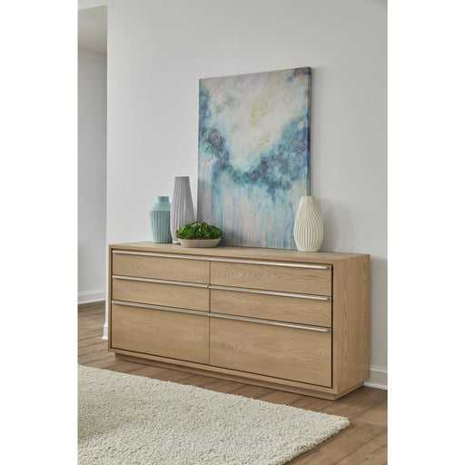 Modus Furniture One Coastal Modern Six Drawer Dresser in Bisque 655450404801 JVLH82 Main Image